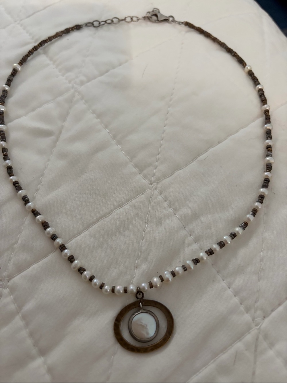 Retired Silpada Pearl and Brown Beaded Pendant Necklace - Women's Jewelry